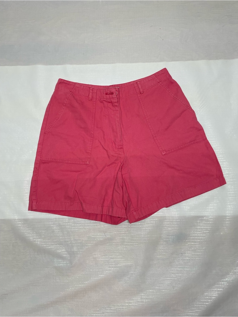 Women's High-Rise Berry Pink Bermuda Shorts with Front Pockets Sz:10
